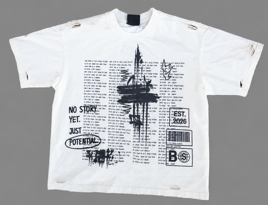 BS DISTRESSED OVERSIZED VINTAGE TEE  - OFF WHITE