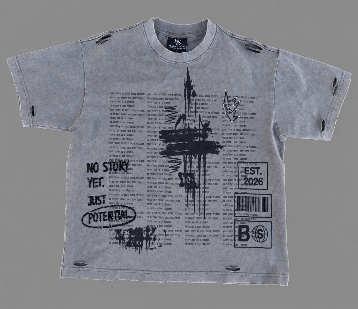 BS DISTRESSED OVERSIZED VINTAGE  TEE -ACID WASHED BLACK