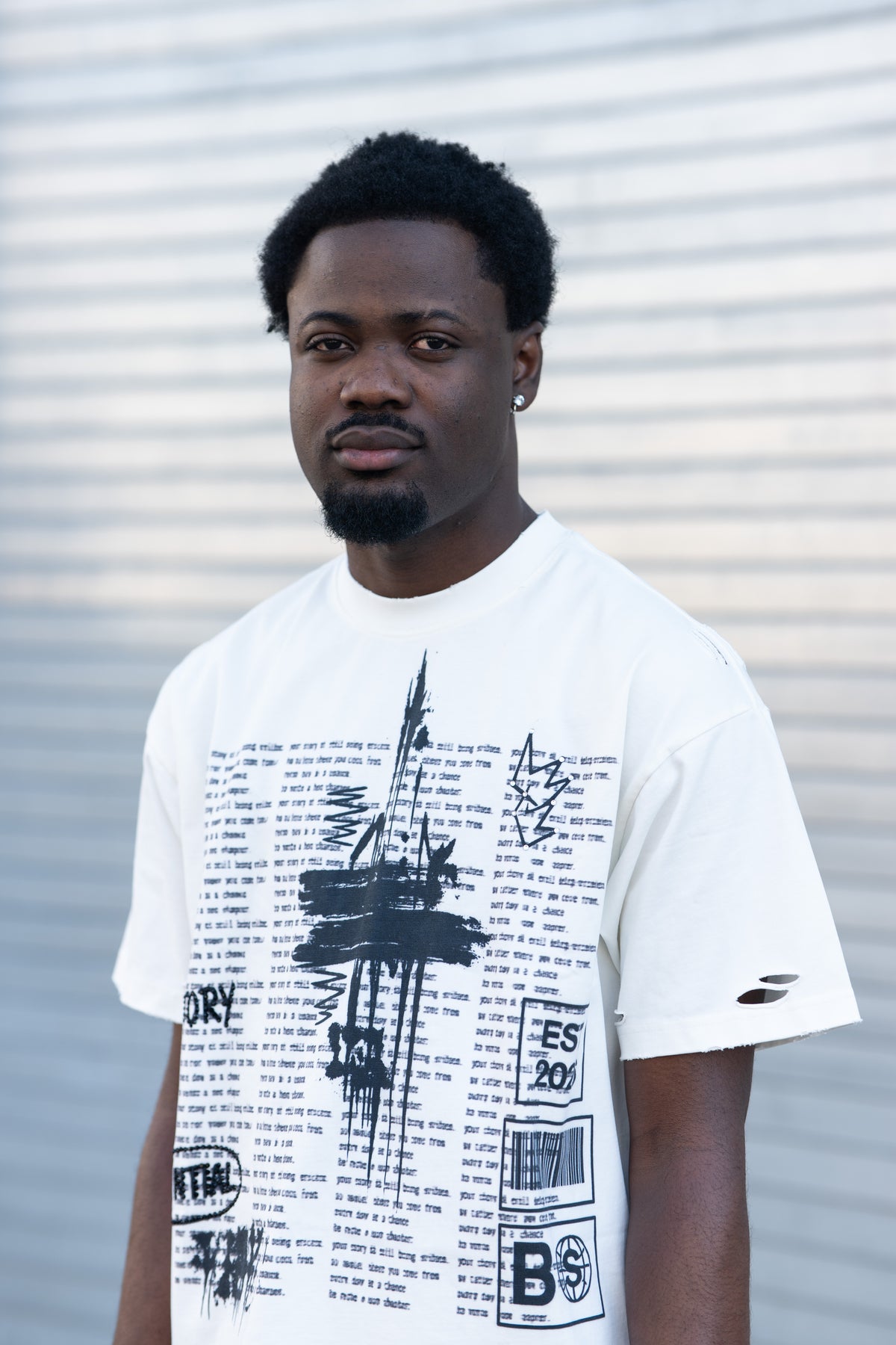 BS DISTRESSED OVERSIZED VINTAGE TEE  - OFF WHITE