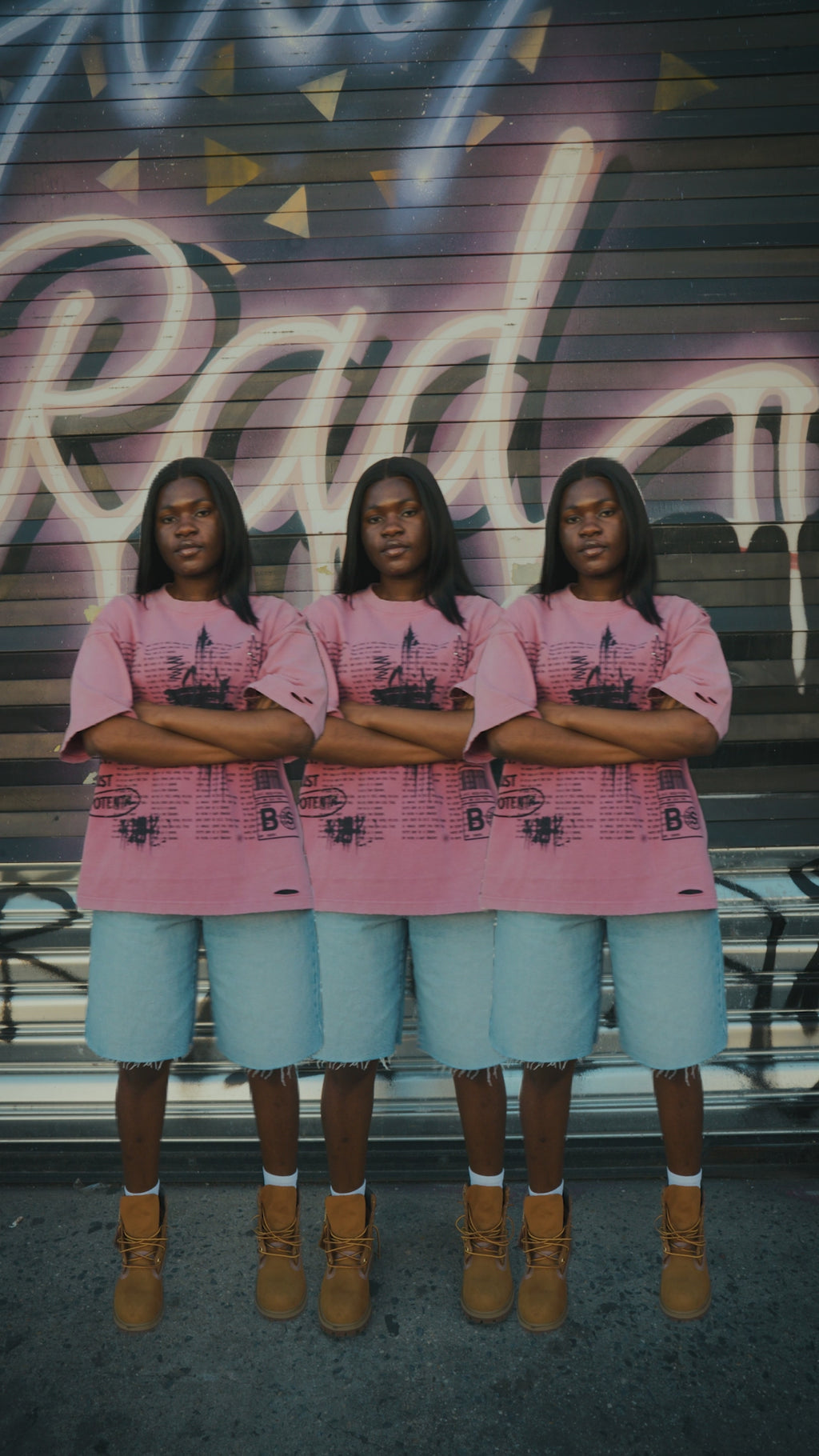BS DISTRESSED OVERSIZED  VINTAGE TEE - ACID WASHED PINK